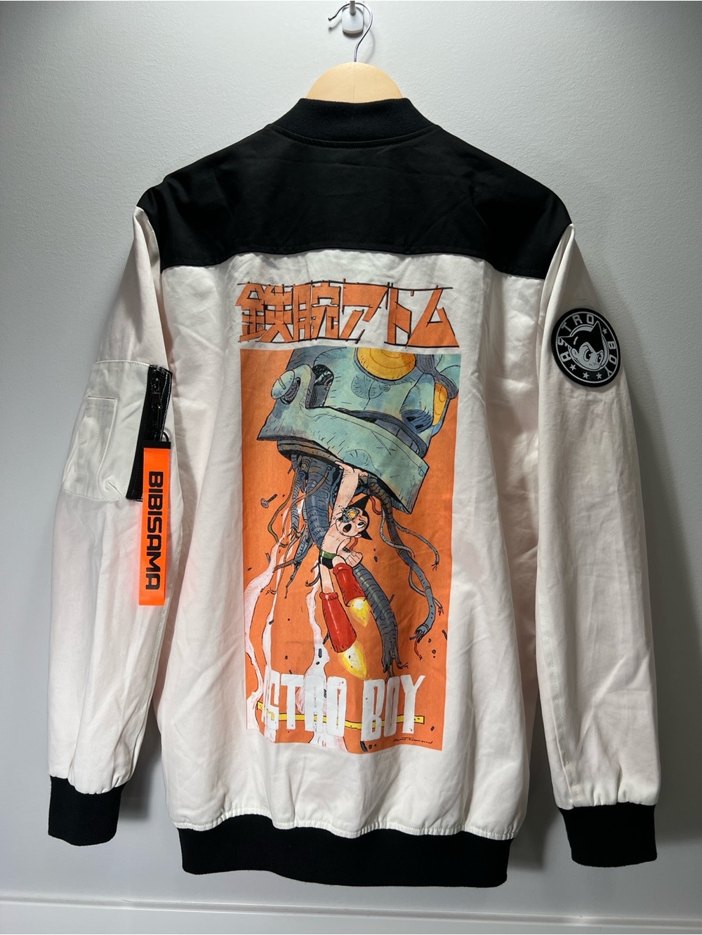 ASTRO BOY Men’s Bomber Jacket with Orange Graphic Back in Medium-Large